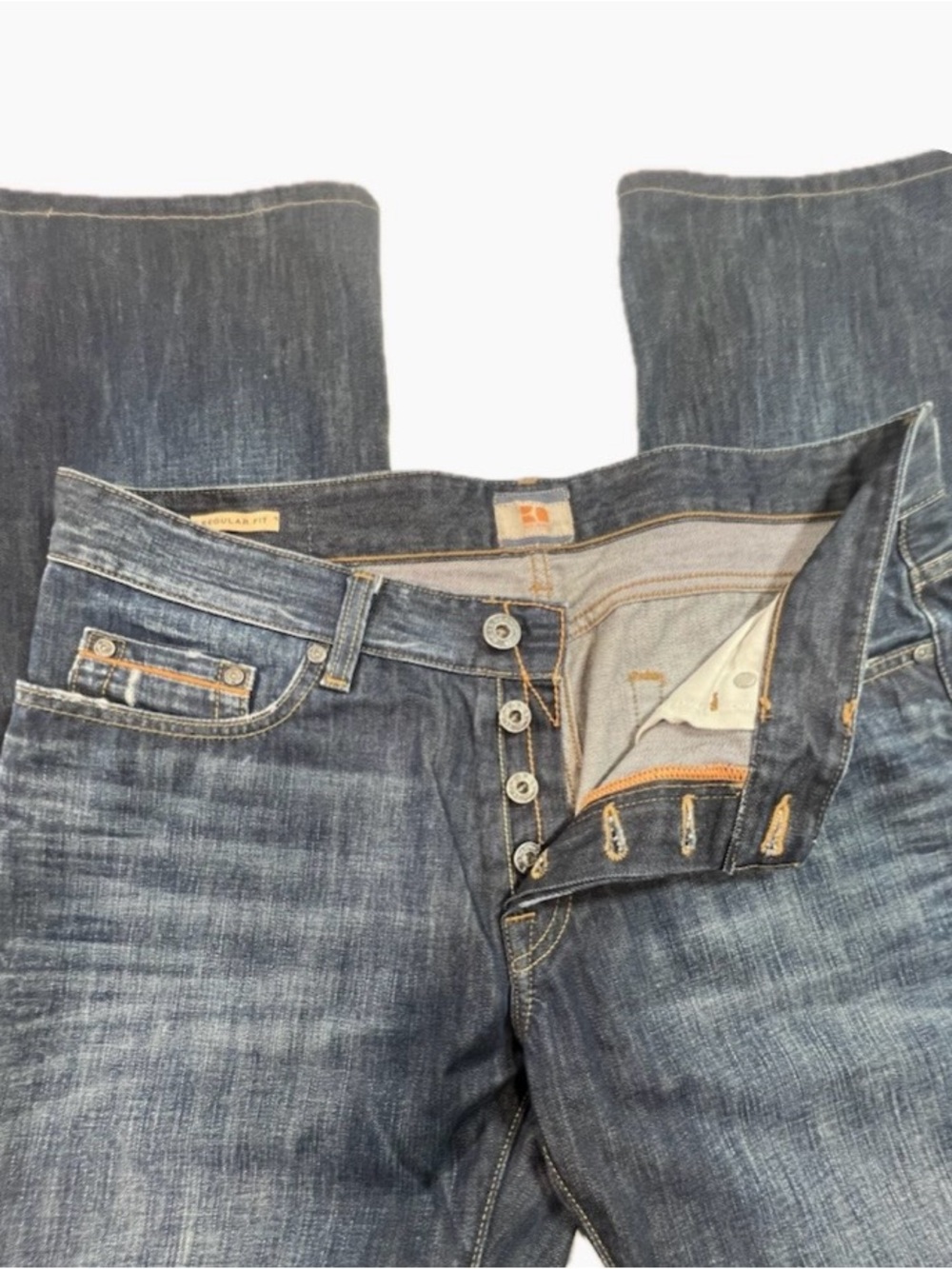BOSS ORANGE Men's Straight Dark Blue Denim Jeans Sise W36 L34 Price $80